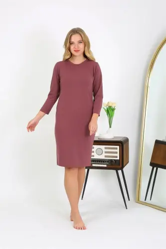 Akbeniz Cotton Home Dress Tunic Nightdress Plum 13132 - 6