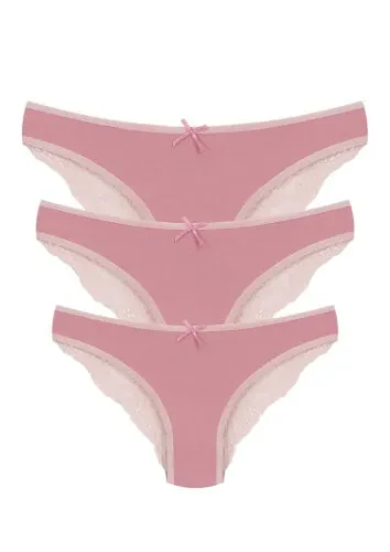 Akbeniz Cotton Lace 3-Piece Panties Powder 40259 - AKBENIZ