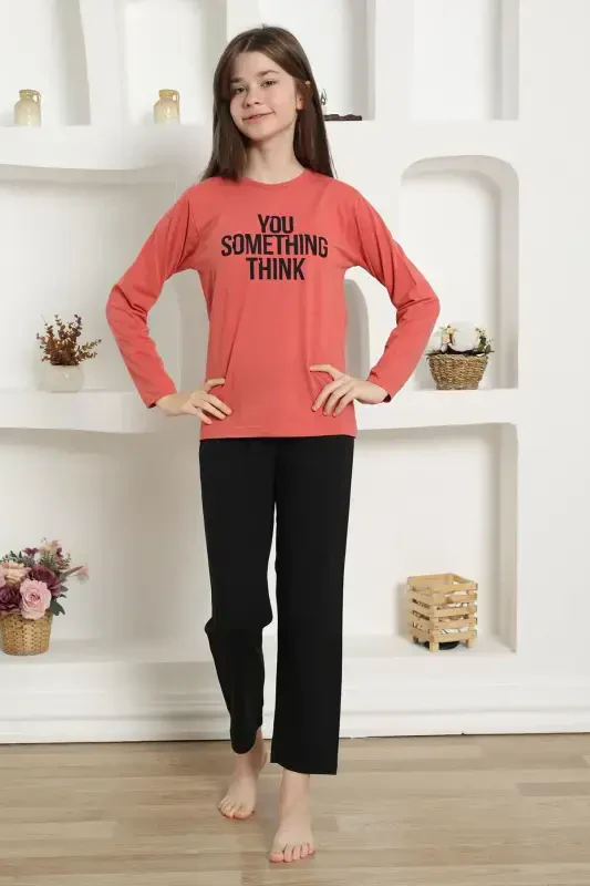 Акбениз Детский Трикотажный Пижамный Комплект для Девочек 20423 - 5