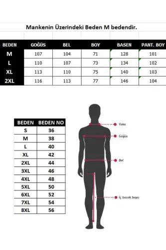 Akbeniz Erkak %100 Paxta Oldidan Tugmali Cho'ntakli Uzun Qo'lli Pijama To'plami 6768 - 4
