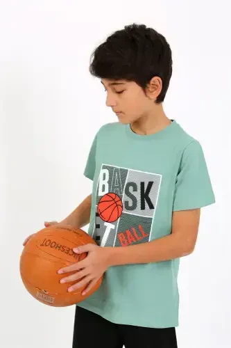 Akbeniz Erkak Bola Kısa Yengli Paxta Pijama To'plami 20758 Su Yashili - 3