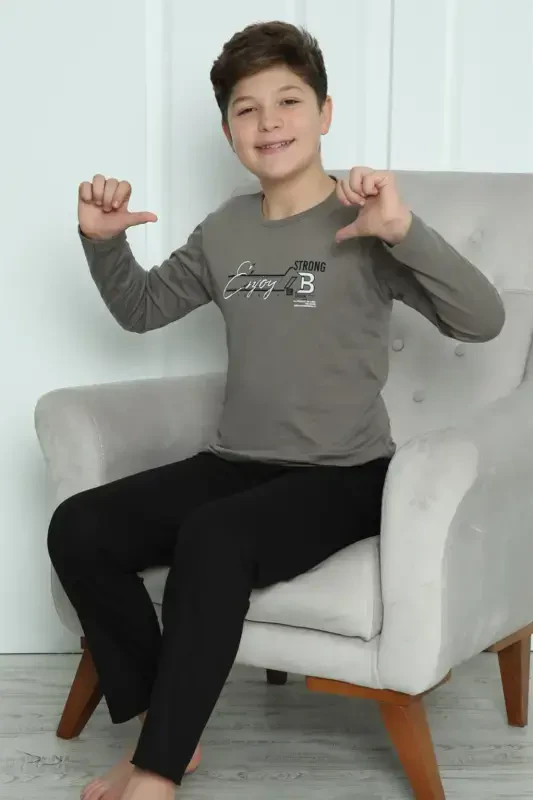 Akbeniz Erkak Bolalar Paxtalik Pijama To'plami 20418 - 9