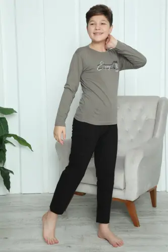 Akbeniz Erkak Bolalar Paxtalik Pijama To'plami 20418 - 1
