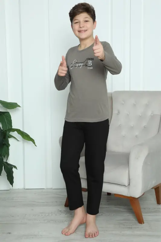 Akbeniz Erkak Bolalar Paxtalik Pijama To'plami 20418 - 5