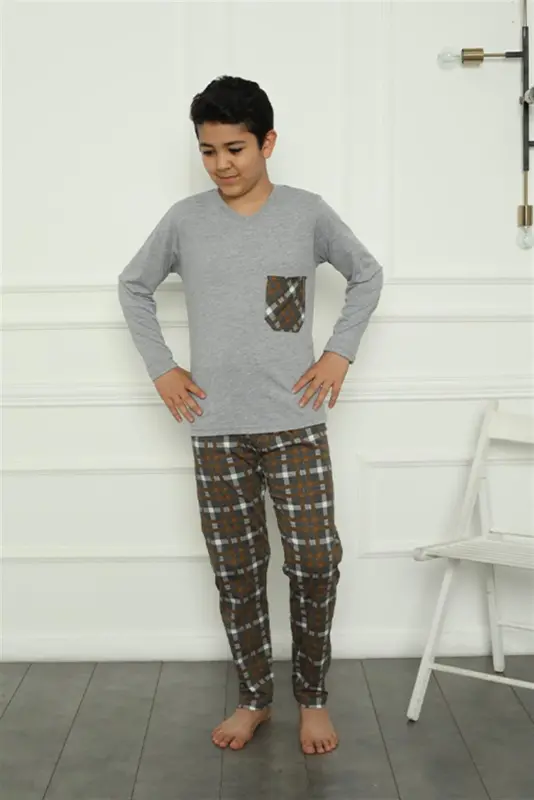 Akbeniz Erkak bolalar trikotaj pijama to'plami 20387 - AKBENIZ