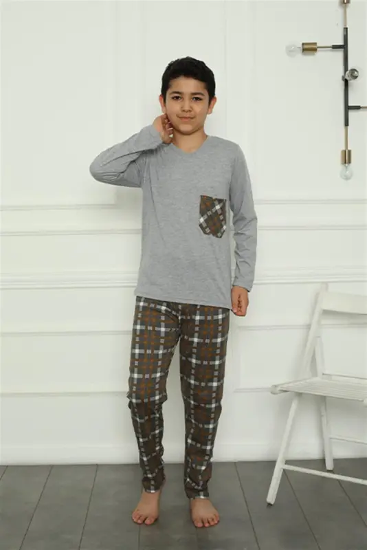 Akbeniz Erkak bolalar trikotaj pijama to'plami 20387 - 3