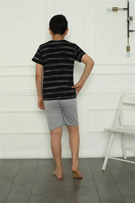 Akbeniz Erkak bolalar trikotaj shortikli pijama to'plami 20392 - 4