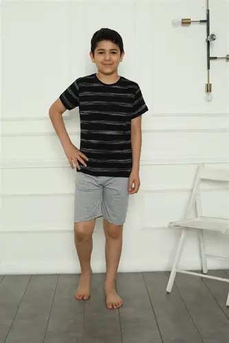 Akbeniz Erkak bolalar trikotaj shortikli pijama to'plami 20392 - AKBENIZ (1)