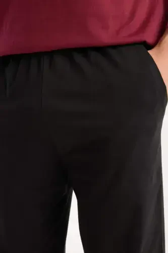 Akbeniz Erkak Bordo Tugmali Yoqa Qisqa Qol Pijama To'plami - 6