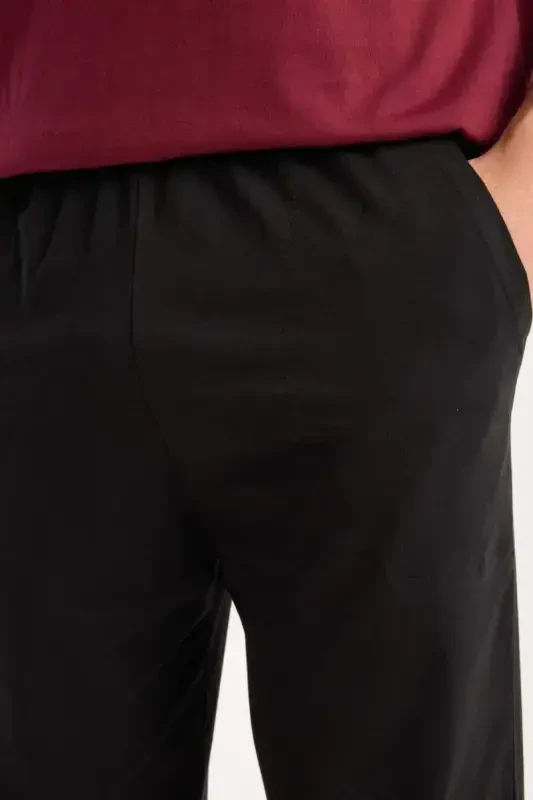 Akbeniz Erkak Bordo Tugmali Yoqa Qisqa Qol Pijama To'plami - 6