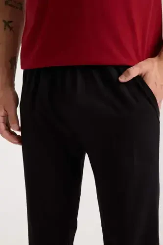 Akbeniz Erkak Bordo Tugmali Yoqali Qisqa Yengli Pijama To'plami - 8