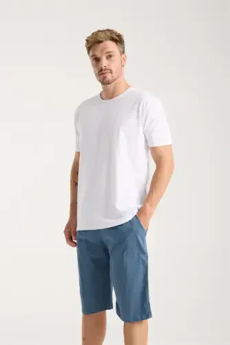 Akbeniz Erkak Cho'ntakli Paxta Penye Short Indigo - 3