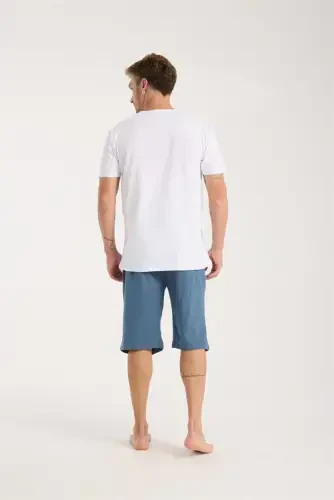 Akbeniz Erkak Cho'ntakli Paxta Penye Short Indigo - 6