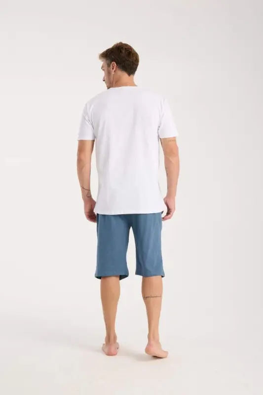 Akbeniz Erkak Cho'ntakli Paxta Penye Short Indigo - 6