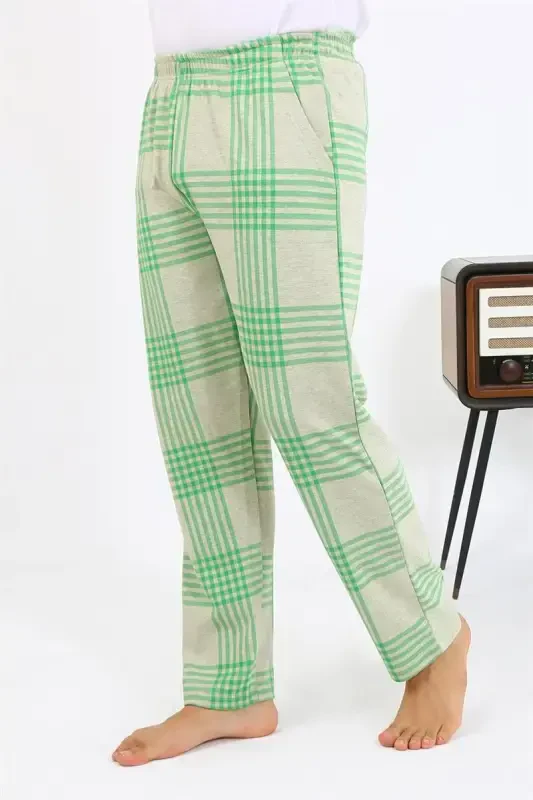 Akbeniz Erkak Ekoseli Desen Penye Tek Pastki Pijama 27540 Yashil - 6