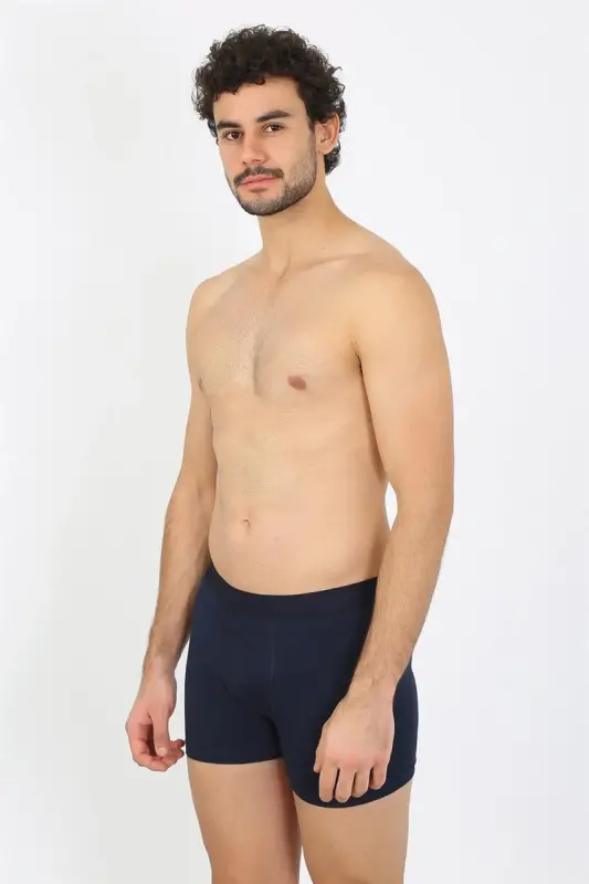 Akbeniz Erkak Katta Katta Paxta Likralı Boxer To'q ko'k 40134 - 2