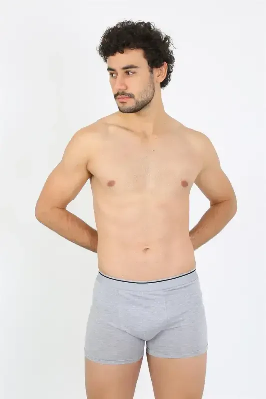 Akbeniz Erkak Katta O'lchamli Paxtalik Likrali Bokser Kulrang 40134 - 3