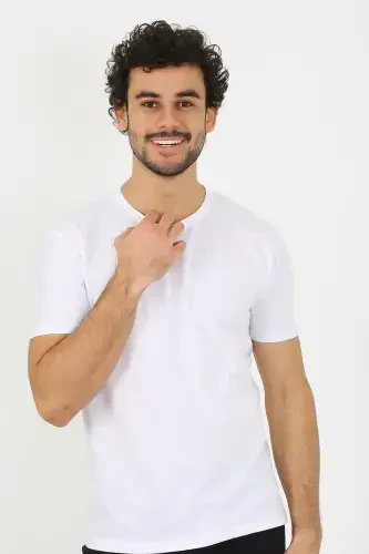 Akbeniz Erkak Nol Yoqa Oq Paxta Mayka 6567 