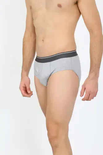 Akbeniz Erkak Paxta 3 dona Qora Bordo Kulrang Likrali Slip 40125 - 3