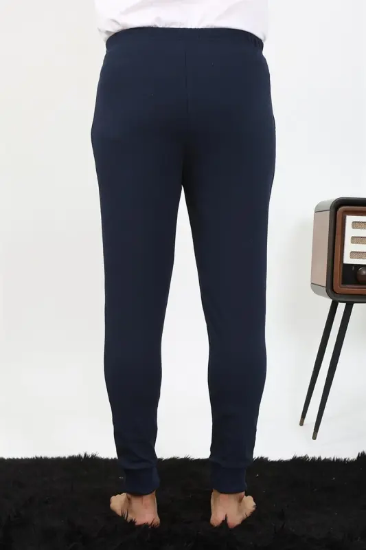 Akbeniz Erkak Paxta Bitta Pastki Pijama To'q ko'k 27551 - 4