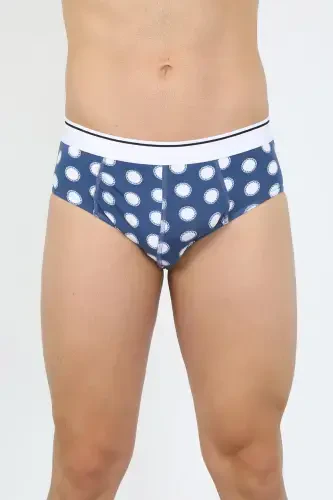 Akbeniz Erkak Paxta Naqshli Likrali Slip To'q ko'k 40131 - 1