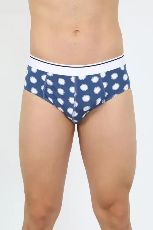 Akbeniz Erkak Paxta Naqshli Likrali Slip To'q ko'k 40131 - 1