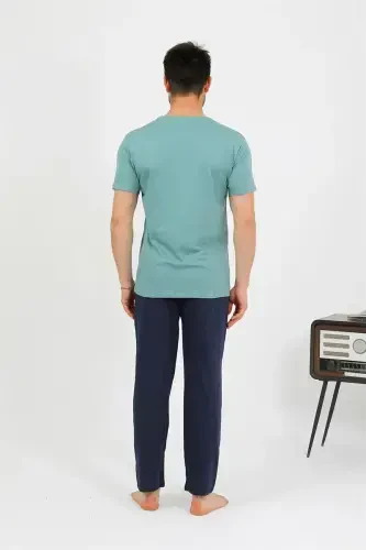 Akbeniz Erkak Paxta Qisqa Yengli Pijama Takimi Su Yashil 6875 - 6