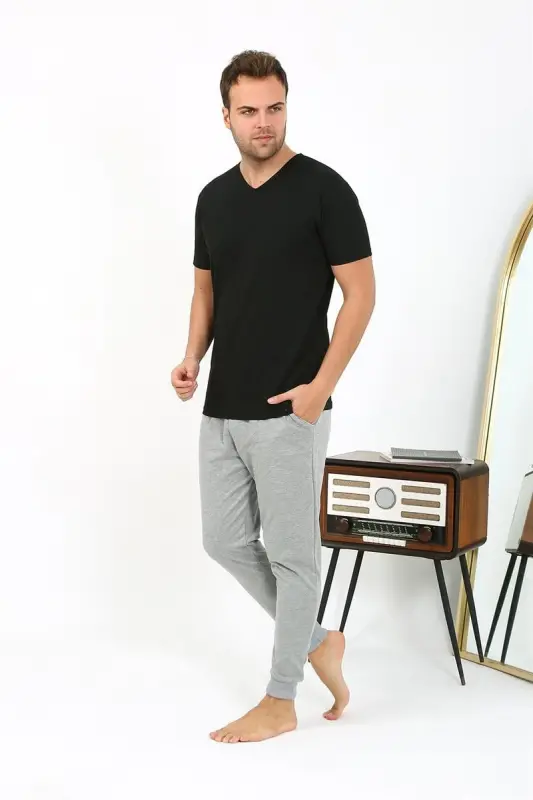 Akbeniz Erkak Paxta Yagona Pastki Pijama Kulrang 27551 - 1