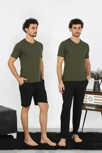 Akbeniz Erkak Penye Haki 3'li Pijama Takımı 6848 - 5