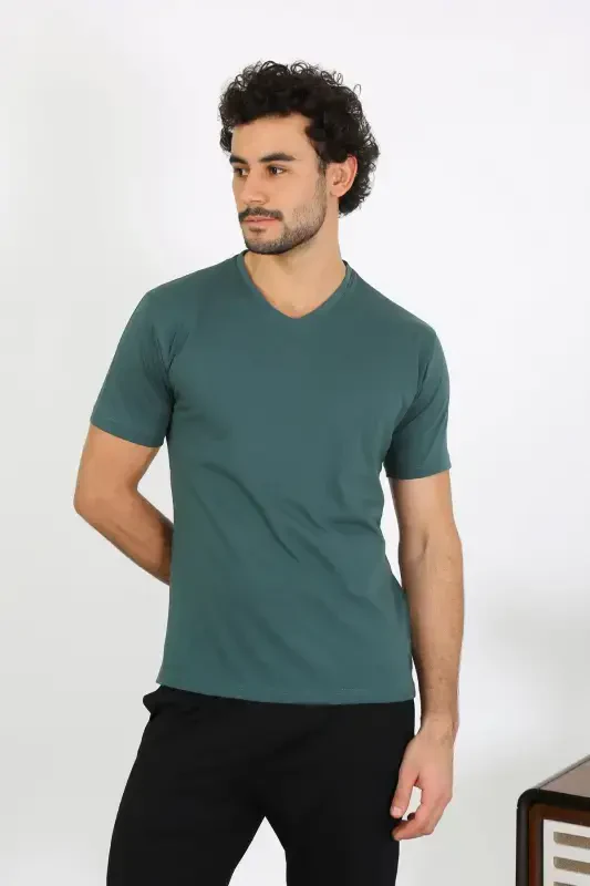 Akbeniz Erkak Penye Petrol Rangi 3'li Pijama To'plami 6848 - 6