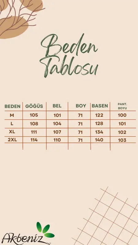 Akbeniz Erkak Penye Uzun Qol Pijama Takimi 6860 Ekru - 7