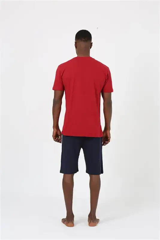 Akbeniz Erkak Qisqa Qol Bordo Penye Shortli Pijama Takimi 20372 - 6