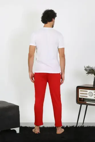 Akbeniz Erkak Qisqa Qol Penye Oq Pijama Takimi 6846 - 4