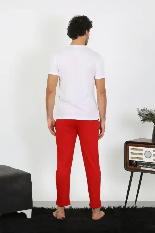 Akbeniz Erkak Qisqa Qol Penye Oq Pijama Takimi 6846 - 4