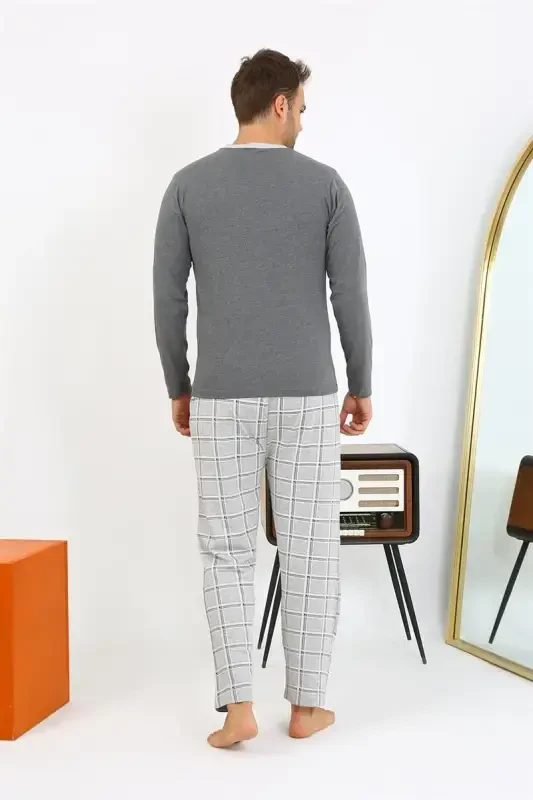 Akbeniz Erkak Uzun Qol Penye Antrasit Pijama Takımı 6861 - 7