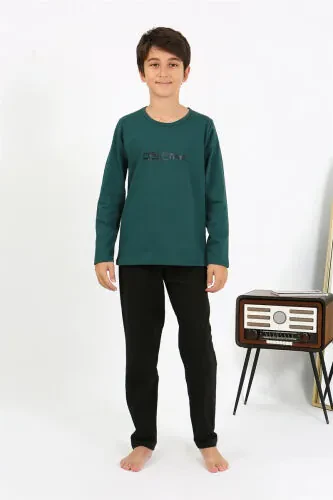 Akbeniz Erkaklar bolali pijama to‘plami 20437 zumrad yashil - 5