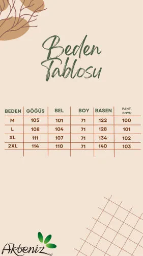 Akbeniz Erkaklar uchun uzun qoltiq penye pijama to‘plami 6863 Saks - 6