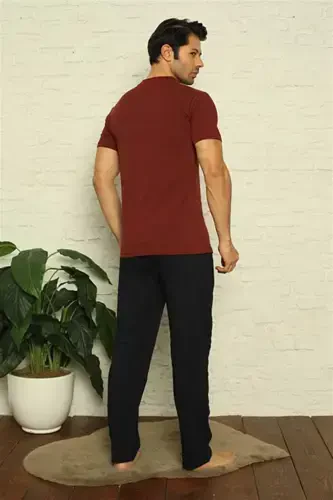 Akbeniz Erkek Bordo V Yaka 3'lü Pijama Takım 6822 - 5