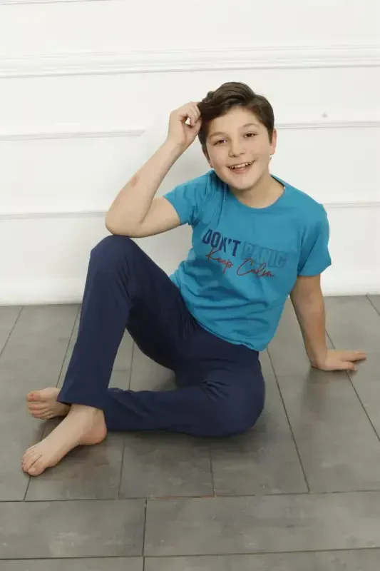 Akbeniz Erkek Çocuk Pamuk Kısa Kollu Pijama Takımı 20379 - AKBENIZ