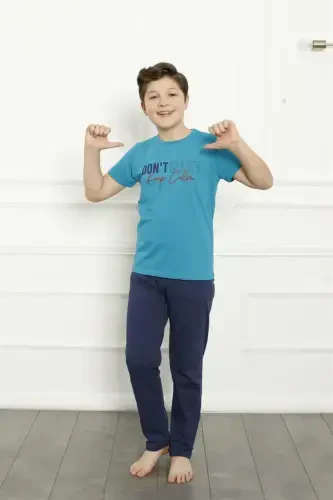Akbeniz Erkek Çocuk Pamuk Kısa Kollu Pijama Takımı 20379 - AKBENIZ (1)