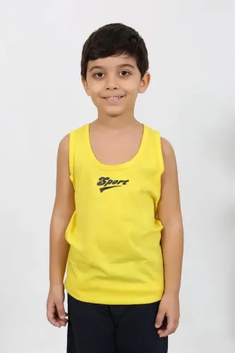 Akbeniz Erkek Çocuk Sıfır Kol Penye Pijama Takım Sarı 20439 - 4