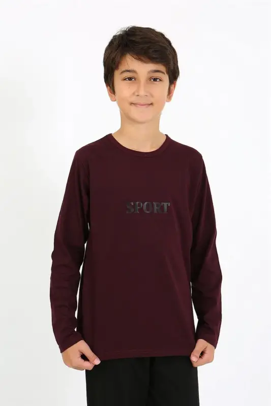 Akbeniz Erkek Cocuk Uzun Kol Penye Pijama Takim 20437 Bordo - 2