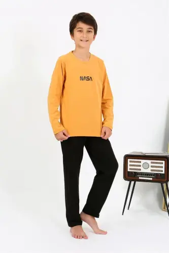 Акбениз Erkek Çocuk Uzun Kol Penye Pijama Takım 20438 Sarı - 1