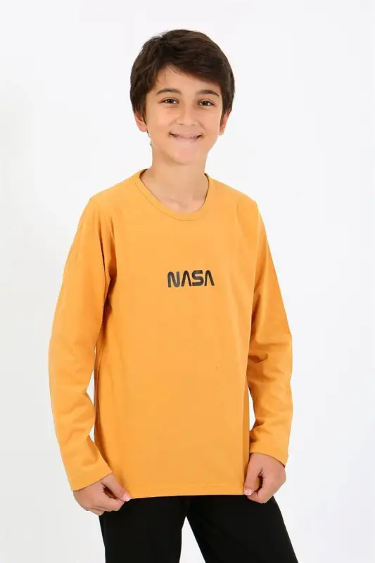Акбениз Erkek Çocuk Uzun Kol Penye Pijama Takım 20438 Sarı - 2