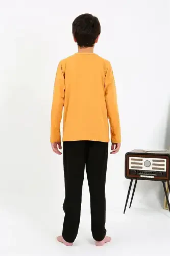 Akbeniz Erkek Çocuk Uzun Kol Penye Pijama Takım 20438 Sarı - 5