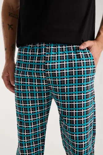 Akbeniz Erkek Düğmeli Yaka Siyah Kısa Kol Pijama Takımı - 8