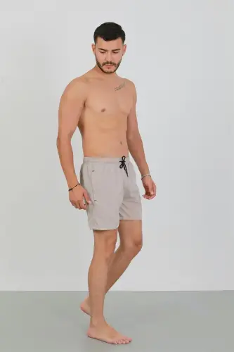 Akbeniz Erkek Fermuarlı Cepli Deniz Şortu Bej - 3