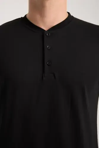 Akbeniz Erkek Füme Düğmeli Yaka Kısa Kol Pijama Takımı - 7