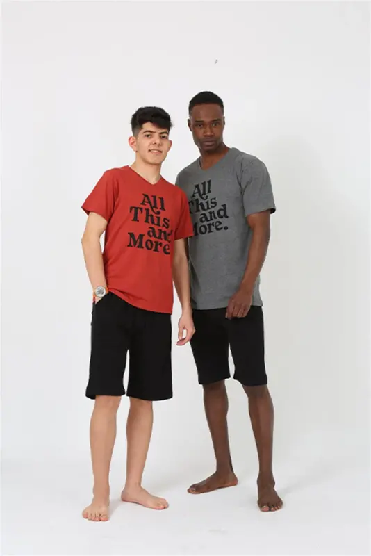 Akbeniz Erkek Genç Garson Boy Kısa Kol Bordo Penye Şortlu Pijama Takımı 20377 - AKBENIZ