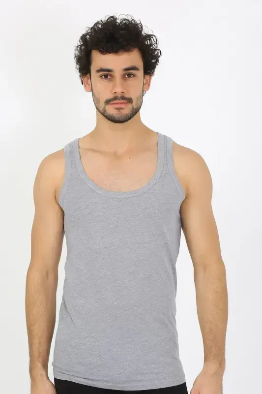 Akbeniz Erkek Gri Ribana Atlet 6502 - 2